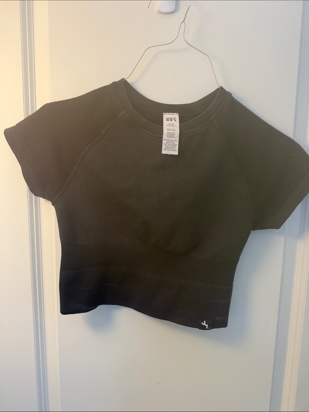 JoyLab Black Ribbed Short-Sleeve Crop Top